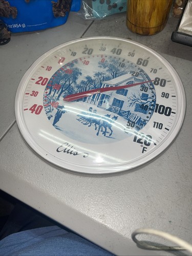 Vintage Round Wall Thermometer 10” ELLIS