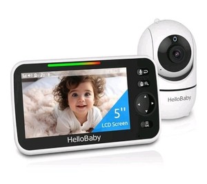 HelloBaby No WiFi Baby Monitor 5"  30 Hrs Battery Pan-Tilt-Zoom Video HB6550...