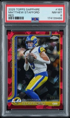 2025 TOPPS CHROME SAPPHIRE EDITION RED #169 MATTHEW STAFFORD 4/5 PSA 8