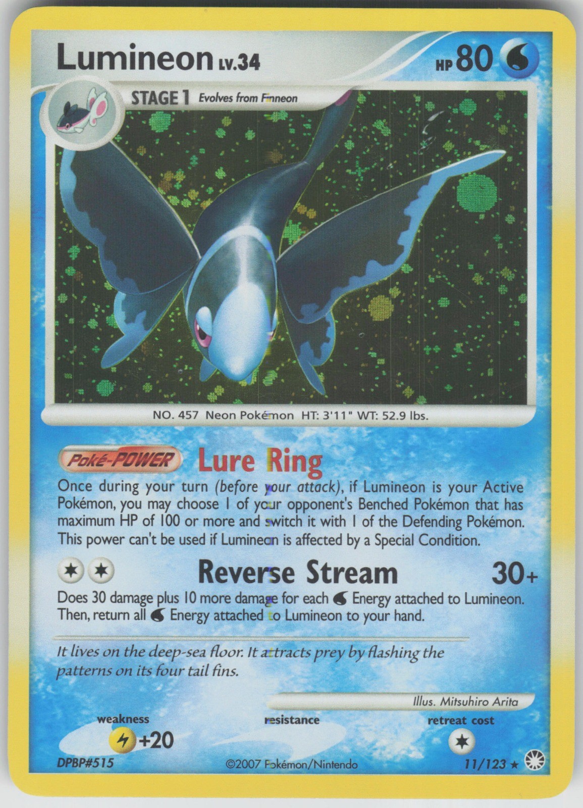 Pokemon TCG Lumineon Holo Rare Mysterious Treasures 11/123