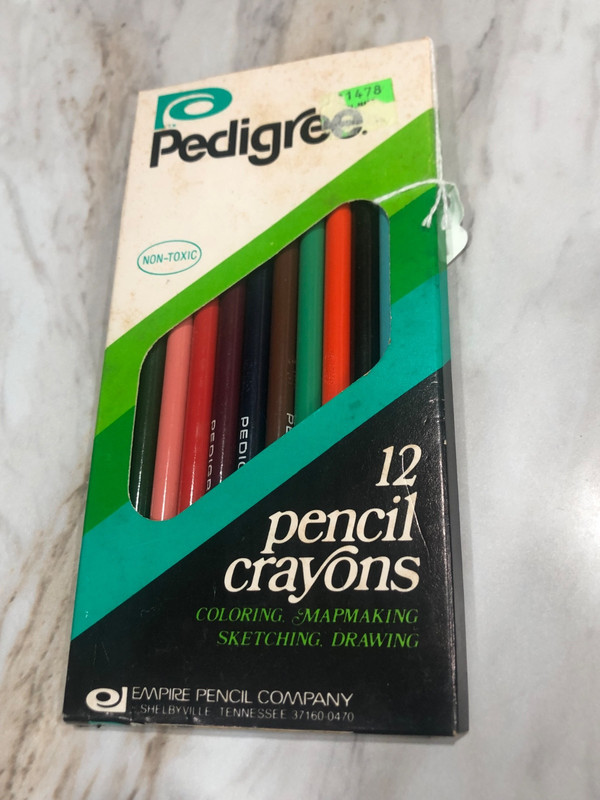 Vintage Pedigree Color Pencils Crayons 12 Pack From Dad's Estate
