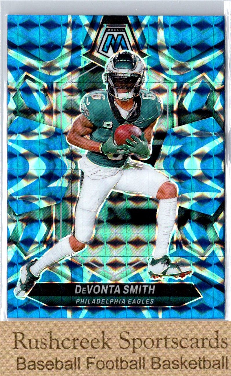 2024 Panini Mosaic #179 DeVonta Smith Prizm Mosaic Reactive Blue