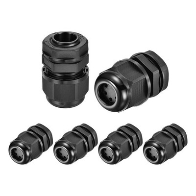 6Pcs M16 Cable Gland, 6 Holes Nylon Cord Grip for 1-2mm Dia Cable, Black