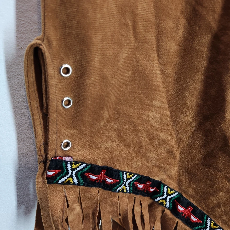 Vestido Vintage Hecho a Mano Nativo Americano Pocahontas Tema Thunderbird Estampado Foto 3 de 4