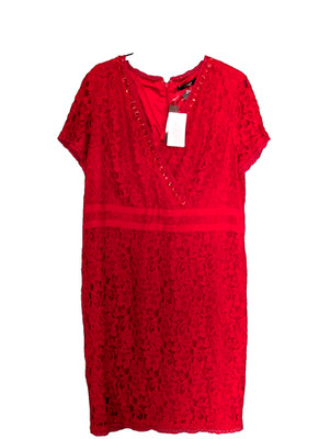 Savoir neu rot verziert Spitze Abend Party Kleid Damen Plus Größe 18-20 'K80