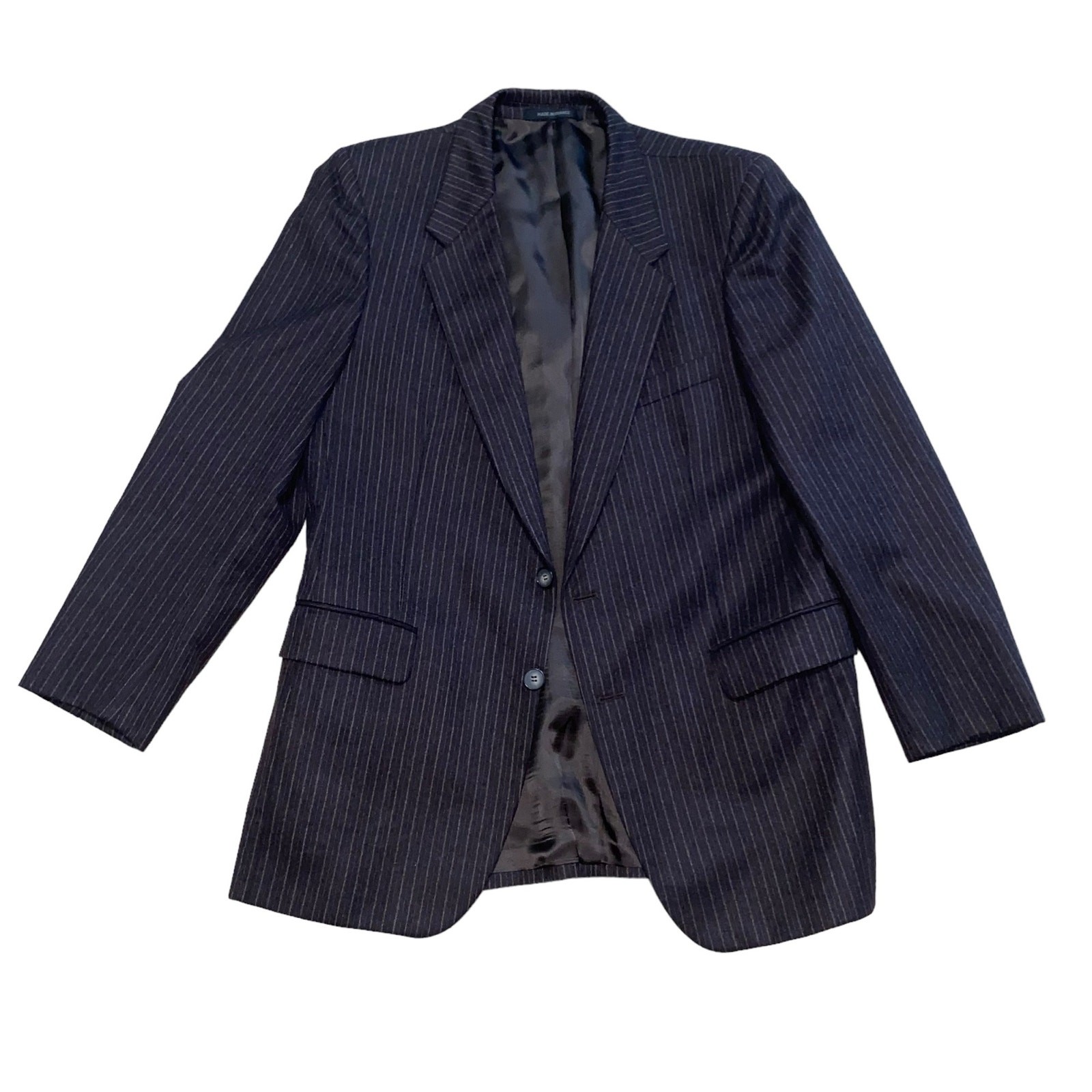 Giacca blazer monopetto Yves Saint Laurent marrone lana gessato taglia 42