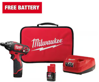 12V Li-Ion Cordless 1/4 in. Hex Screwdriver Kit w/ Two 1.5Ah Batteries, Charger