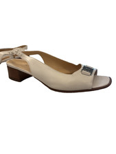 Salvatore Ferragamo Timeless Boutique Women Heels 8M White Peep Toe Slingback