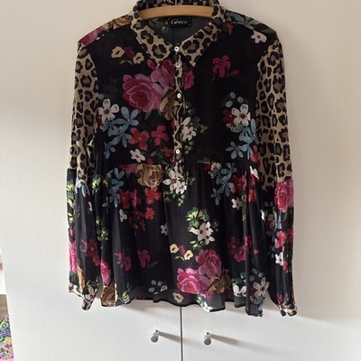 Schöne Bluse von Grace Gr. M Seide, Leo Blumen neuwertig