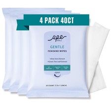 Large Feminine Wipes for Women, pH Balanced Soft Gentle 10 Count Pack of 4 