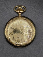 ARNEX SWISS 17 JEWELS FULL HUNTER POCKET WATCH YELLOW GOLD TONE WHITE DIAL