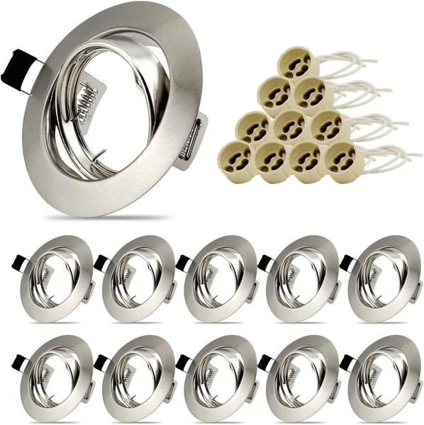 LED Einbaustrahler GU10 Set 10Er Rund Edelstahl GebüRstet 68Mm 10 StüCk-image