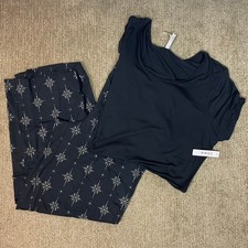 Soma Cool Nights Womens Pajama Set Black Winter Wonder Black M