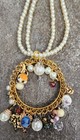 Vintage Upcycled Faux Pearl Necklace W/Large Pendent And Charms. — photo 6