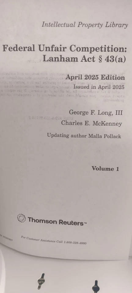 Federal Unfair Competition Lanham Act, 2025 ed Thomson Reuters - Image 3 of 4
