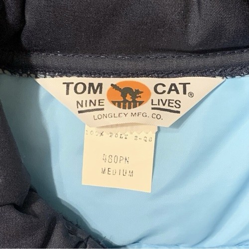 Tom Cat Nine Lives Vintage Puffer Vest Trucker Style Navy Blue Men’s Size Medium - Picture 4 of 7