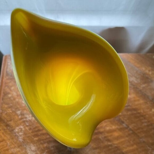 Hand Blown Jack In The Pulpit Calla Lily Art Glass Vase 15.5" Ombre Yellow Teal - Imagen 10 de 12