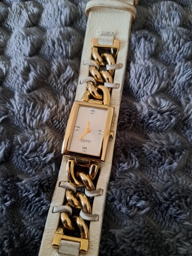 Esprit Damen Armbanduhr,Weiß/Gold/Silber,Quarz/Analog **NEUE BATTERIE''**LÄUFT** - Bild 9 von 16