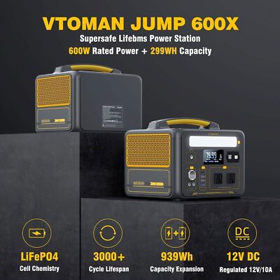 VTOMAN Jump 600X Portable Power Station 600W (1200W Peak) 299Wh