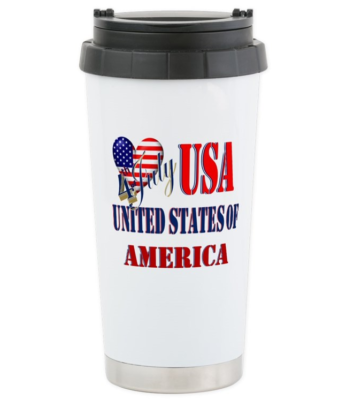 Travel Coffee Mugs USA America 16 oz Stainless Steel Travel Mug