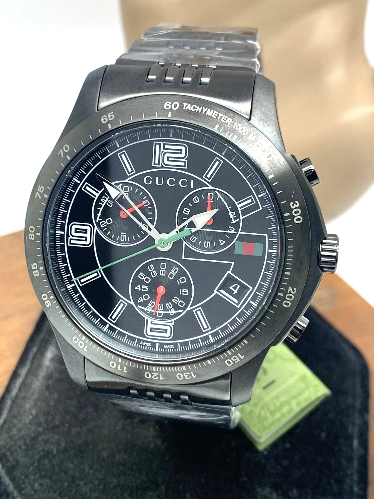 Montre pour homme Gucci YA126217 G Timeless chronographe à quartz suisse acier noir 46 mm