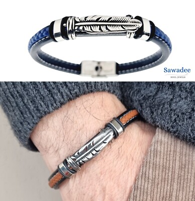 Bracciale Da Uomo In Pelle Con Croce, Polsino A Doppio Giro, Croce In Acciaio Inossidabile - Italia - Foto 10