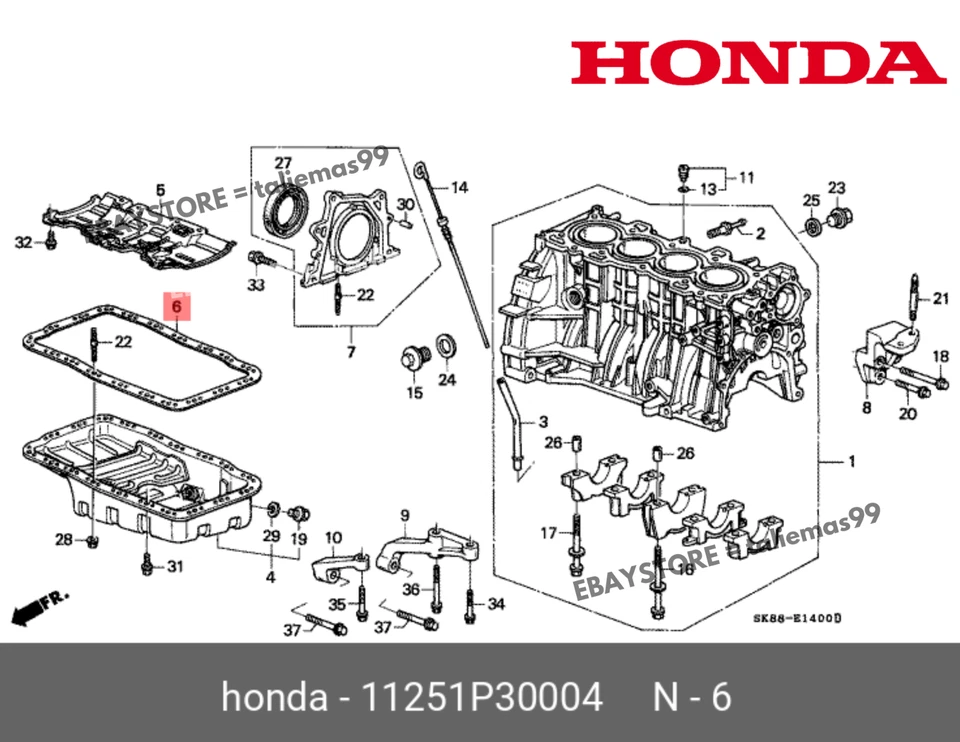OEM Oil Pan Gasket For Honda Acura 11251-P30-004 97-01 CR-V 90-01 Integra - Image 4 of 4
