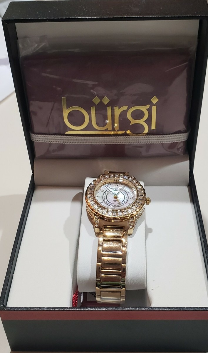 BURGI BUR095YG Gold-Tone Brass Mother of Pearl Dial Diamond  display picture 3