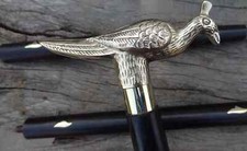 Antique Solid Brass Pecock Head Handle Vintage Style Wooden Walking Stick Cane