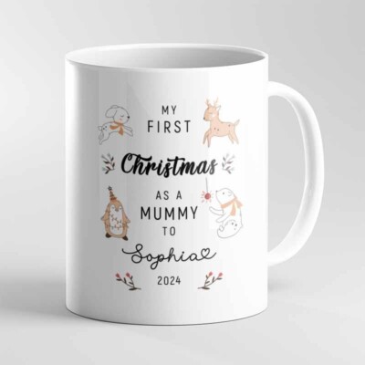 Personalised My FIRST CHRISTMAS AS A MUM or daddy, big sister mug