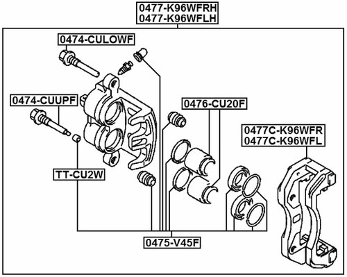 Fit Mitsubish Support Front Right Brake Caliper Febest 0477C-K96WFR OEM MB858395 - Picture 2 of 3