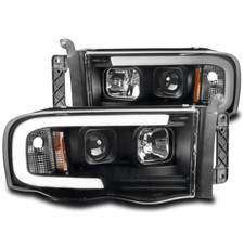 For 02-05 Dodge Ram 150003-05 2500 3500 Led Bar Projector Headlights Lamp Black