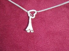 Claire's Eiffel Tower Heart Silver-tone Necklace 19" Paris France Love Romance