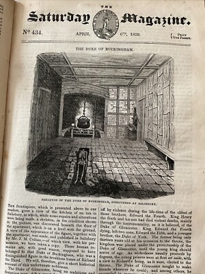 Antiker Druck 1839 - Der Herzog von Buckingham - Skelett in Salisbury entdeckt