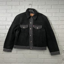  128 Levis Womens Size XS Ex Boyfriend Pieced Sherpa Trucker Black Jacket