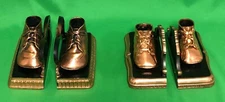 Two Pairs Vintage Bronze Copper Adult and Baby Shoes Metal Bookends