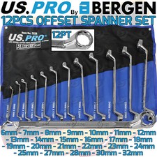 US PRO Offset Double Ring Spanners 12 Point Swan Neck Double Box Wrench Tool Set