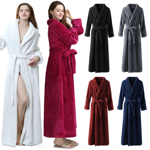 Ladies Womens Bathrobe Long Fleece Dressing Gown Luxury Winter