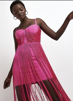River Island Hot Pink Bodice Bodycon Fringe Mini Midi Dress 8 36 BNWT | eBay UK River Island Hot Pink Bodice Bodycon Fringe Mini Midi Dress 8 36 BNWT | eBay UK