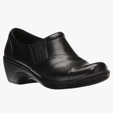 Clarks Channing Essa Clogs Slip On Black Leather Size 6.5