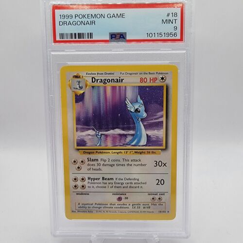 DRAGONAIR - 18/102 - WOTC 1999 Pokemon Base Unlimited PSA 9 Freshly Graded