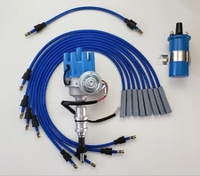 FORD 289 302 BLUE Small Female Cap HEI Distributor + Spark Plug Wires + 45k Coil