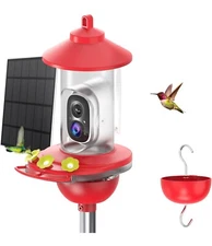 SOLIOM BF06 Hummingbird Feeder with Camera Solar Power, 2K Live Video, AI - New