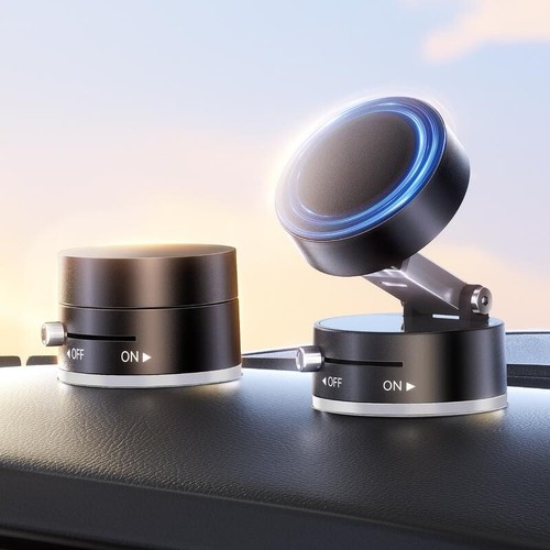 360 Vacuum Strong Magnetic Phone Holder Suction Cup Car Stand Foldable Car Mount - Photo 3 sur 8
