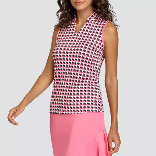 Модный женский топ-поло для гольфа без рукавов с воротником-стойкой, сложенные кубиками, S