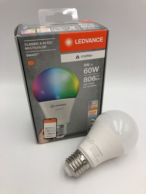LEDVANCE SMART+ MATTER LED-Lampe E27, 9W, 806lm, Google/Alexa/Apple