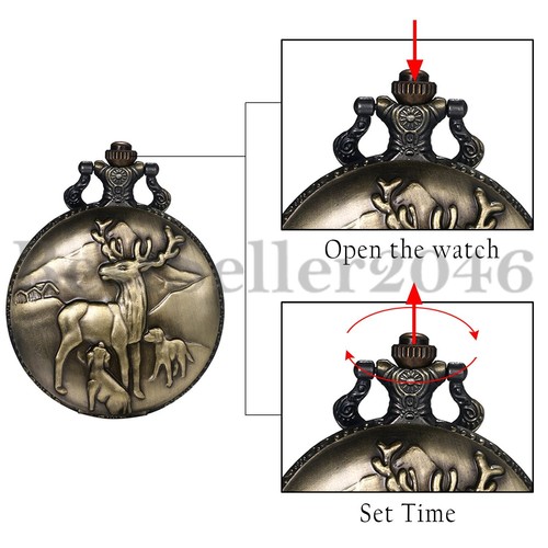 Men Women Steampunk Bronze Pocket Watch Quartz Necklace Pendant Christmas Gift - 第 78/81 張圖片