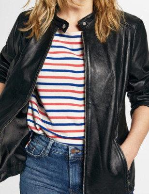 VIOLETA BY MANGO CHELSEY Lederjacke NEU SCHWARZ S 40-42  Schafsleder