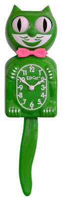 Kit-Cat Klock Green Hot Pink Bow Tie and Green Tail Clock