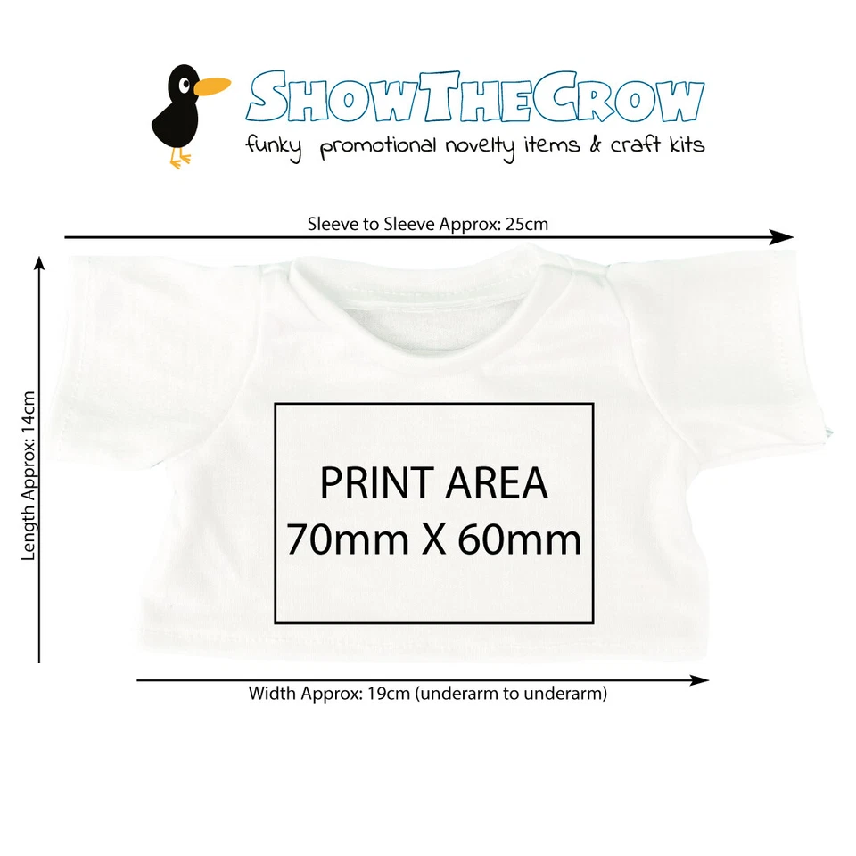 1x Large White Personalised Teddy Bear Soft Toy T-Shirt Transfer Printing
